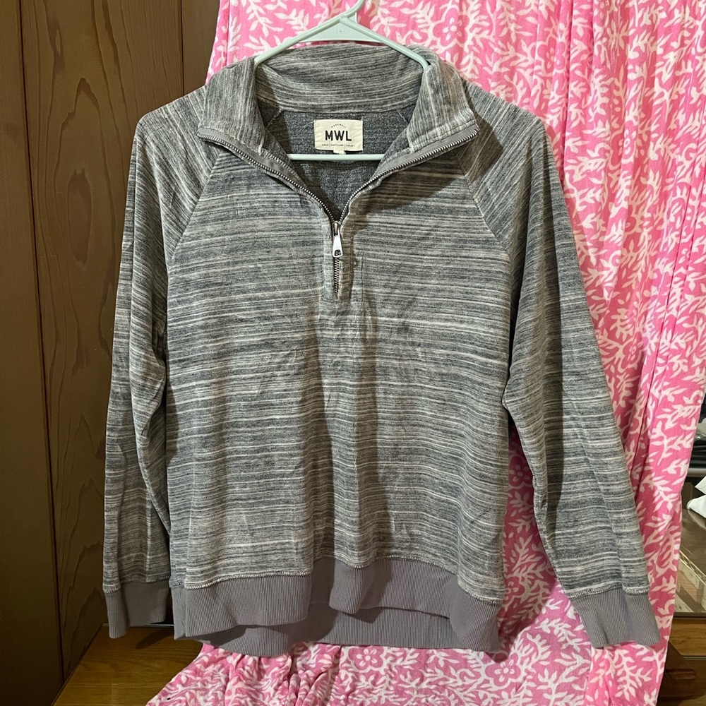 Madewell Heathered Gray Quarter-Zip Pullover